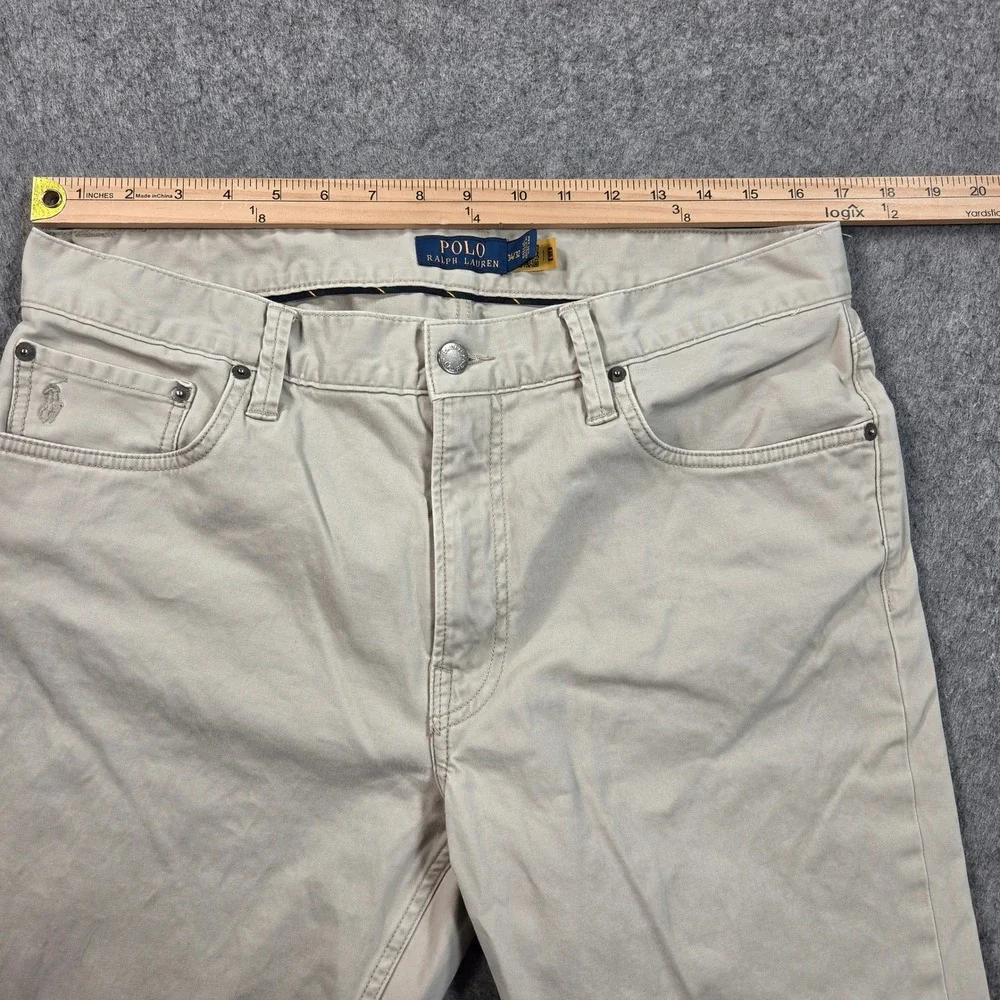Polo Ralph Lauren Varick Pants Mens 34x32 Tan Khaki Slim Straight Stretch Chino